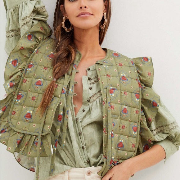 Anthropologie Olive Ruffled Tie-Front Tunic - Picture 2 of 5